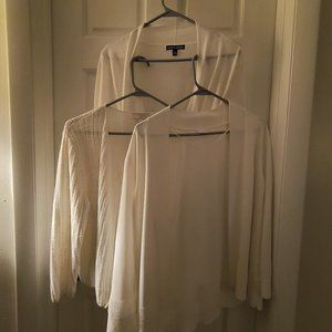 3-Cream Open Front Sweaters - Size Large Loft/Cable & Gauge/Charter Club